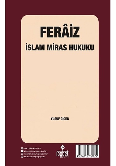 Feraiz - İslam Miras Hukuku - Yusuf Ciğer - Rağbet Yayınları