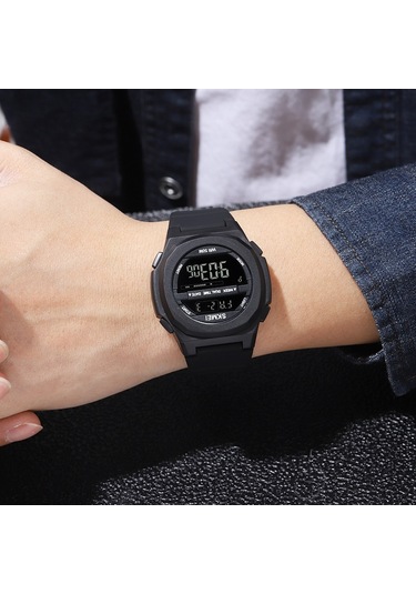 Skmeı 1821 Paslanmaz Çelik Tokalı Silikon Kayış Elektronik Saat Ordu Yeşili Kahverengi