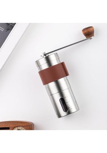 Yaozixa Taşınabilir Paslanmaz Çelik Manuel Kahve Değirmeni - Ahşap Tabanlı Seramik Bıçaklı