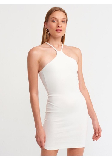 90377 Mini Elbise-ekru-1223 Ekru