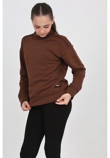 Toontoy Kız Çocuk Happen Nakışlı Sweatshırt Kahve