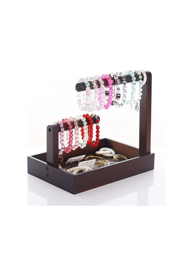 Homyl Takı Ekran Standı Askı Bilezikler Dresser Için Saklama Kahverengi