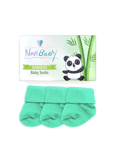 Novibaby 3'lü Bambu Yenidoğan Bebek Çorabı I Sea Green I 0-6 ay "Karışık Renkli"