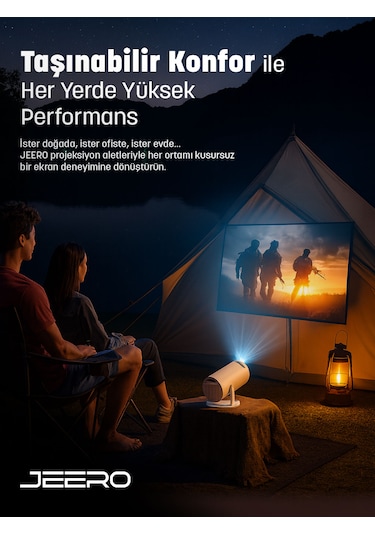 Jeero Hy300pro White 1080 Pixel Multimedia Ultra Hd Android 12 Projeksiyon Cihazı Türkçe Menü