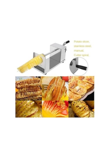 Besthome1 Inox Patates Dilimleyici - Kaymaz Altlı, Kolay Kullanım, Zaman Tasarrufu, Spiral Kesim Gümüş