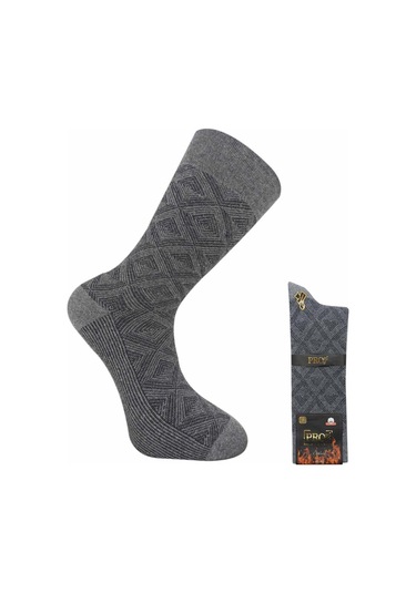 Pamuklu Havlu Kışlık Erkek Çorabı - Cebelitarık - Gri - No: 41-44 14639 Çok Renkli