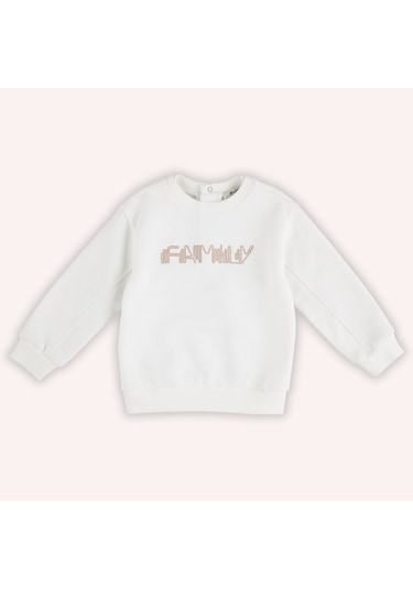 Erkek Çocuk Nakışlı Sweatshirt Ekru 2421bb08030-4975 001 Ekru