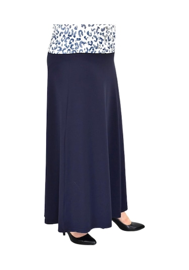 Kadın Uzun Lastikli Kloş Etek Bgl-st04728 Lacivert