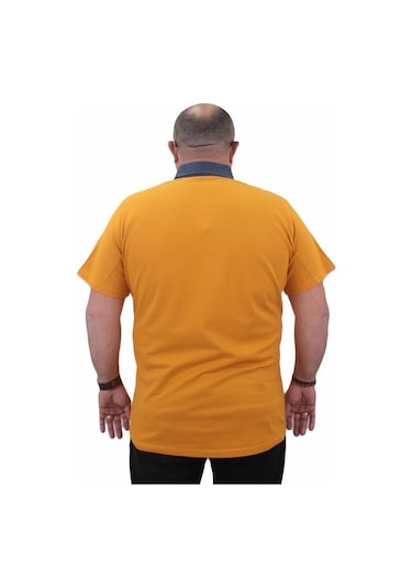 Starbattal Büyük Beden Polo Kot Yaka Tişört 23420 Hardal-Hardal