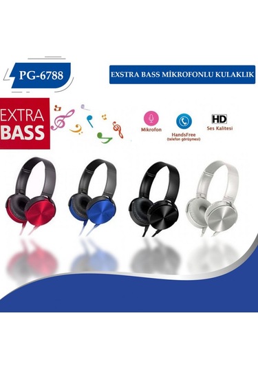 Polygold Pg-6788 Extra Bass Mikrofonlu Kulaklık
