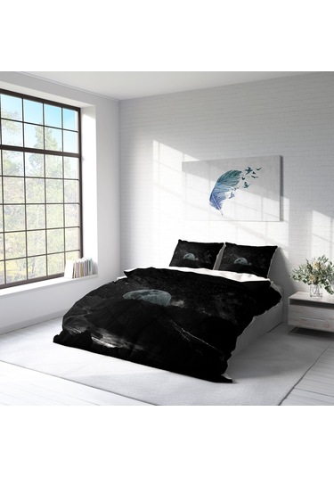 Monohome Dark Moon 3D Pamuk Saten Çift Kişilik Nevresim Takımı Çok Renkli
