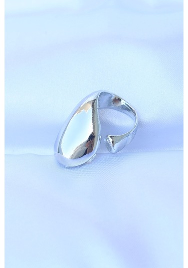 Pirinç Ayarlanabilir İri Bombeli Yüzük Gümüş Renk Çok Renkli