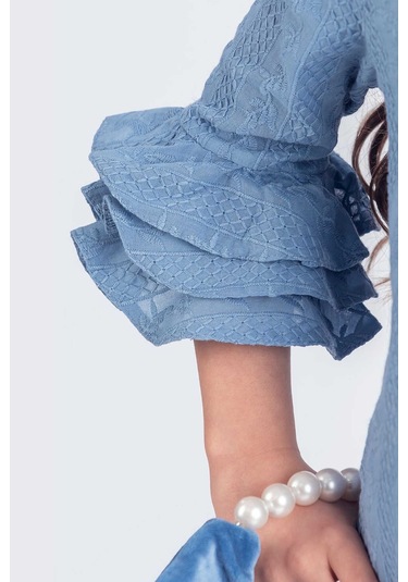 İndigo Valon Kesim Şapkalı-çantalı Elbise İndigo