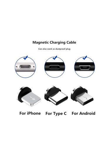 Sandwich 1m Süper Manyetik Şarj Kablosu - 360 Otomatik Adsorpsiyon - Type-c/android/iphone Uyumlu - Sabit Bağlantı