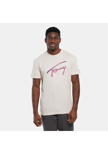 Tommy Hilfiger Tommy Hılfıger Erkek T-shırt Dm0dm21109-acg Bej