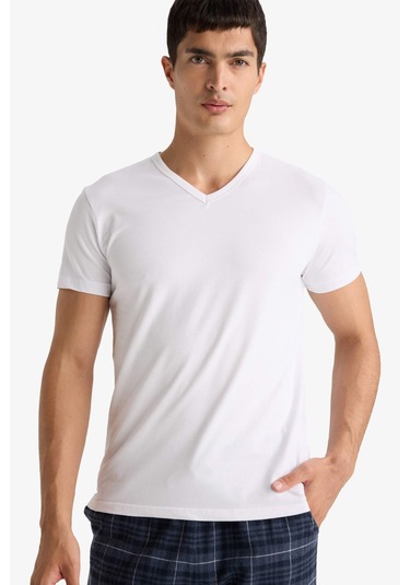 Defacto Slim Fit Dar Kesim V Yaka Üst L4884az25auwt34 Beyaz