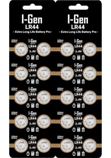 I-gen Lr44 1.5v Alkalin Düğme Pil Ag13, A76, L1154 20'li Paket