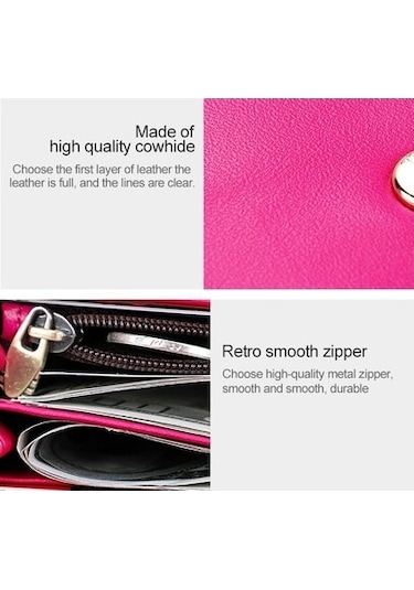 2031 Antimanyetik Rfıd Çok Fonksiyonlu Kadın Kilit Toka Kart Yuvaları İle Büyük Kapasiteli El Cüzdanı Mor Mor