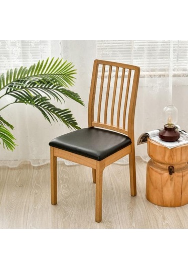 Sandalye Kılıfı Su Geçirmez Yüksek Elastikiyet Suni Deri Kaymaz Kolay Kurulum Koltuk Koruyucu Gri