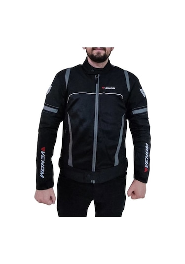 Venom Spin Motosiklet Montu Siyah-gri Motorcu Montu