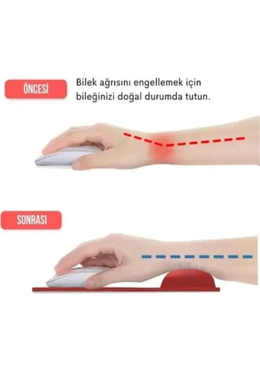 Bilek Destekli Kırmızı Mouse Pad