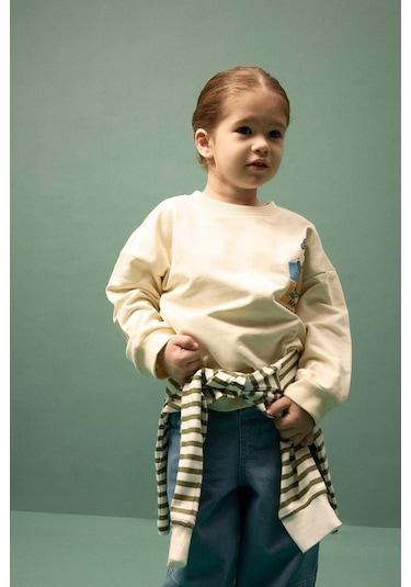 Defacto Oversize Sırt Baskılı Sweatshirt Erkek Bebek G7485a526sper78 Ekru-er78