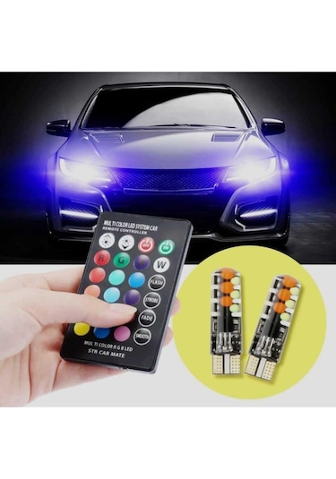 18 Led Rgb T10 Kumandalı Çakarlı Araç Park Ampülü