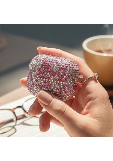 Caseonn Apple Airpods 4.nesil/anc Kılıf Kristal Taşlı Parıltılı Rose Gold