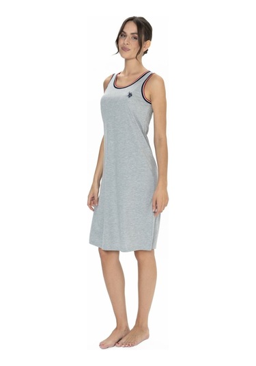 U.s. Polo Assn. 20006 Kadın Grı Melanj Kalın Askılı Gecelik Gri Melanj