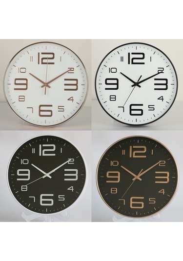 Hfambition 12 İnç 30cm Sessiz Duvar Saati, Modern Ev Salonu İçin立体 Rakamlı简约 Tasarım, Beyaz Çerçeve Siyah Arka Plan Beyaz Yazı, Dayanıklı Malzeme Siyah