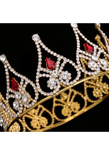 Suntek Gelin Düğün Barok Kraliçe Kristal Su Damlası Taç