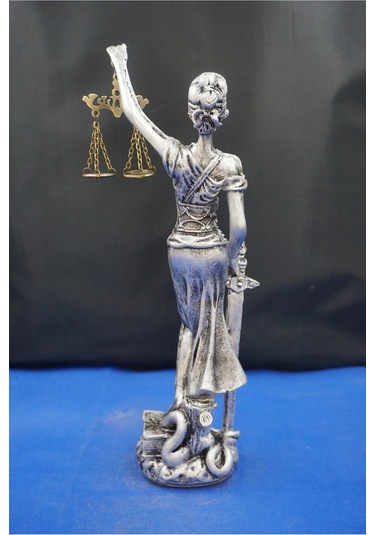 Themis Adalet Tanrıçası Heykeli 32 Cm Avukatlar İçin Dekoratif Biblo, Ev & Ofis Aksesuarı Gümüş