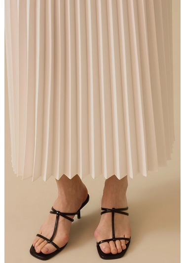 Seçil Kadın Elastik Bel Pliseli Etek 1011 Ekru Ekru