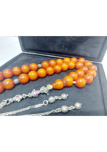 Miskevi Bağa Küre Kesim Gümüş Püsküllü Tesbih Ölçü 13x13