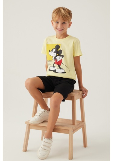 Mickey Mouse Beyond Açık Sarı Erkek Çocuk Bermuda Takım 5274-42798 Açık Sarı