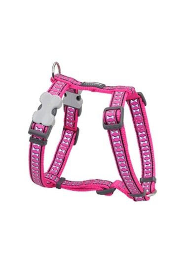 Red Dingo Reflektörlü Kemik Desenli Pembe Göğüs Tasması 25mm Pembe