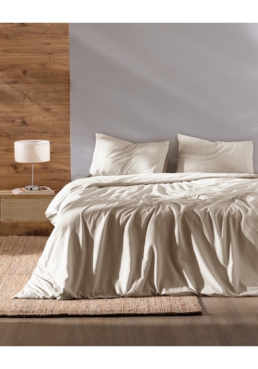 Madame Coco Rosalie Tek Kişilik %100 Pamuk Armürlü Nevresim Takımı - Bej Nt0000000361