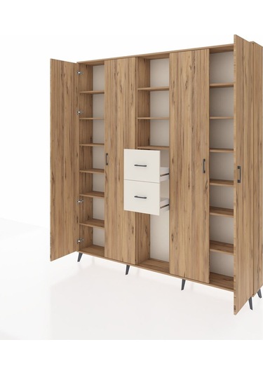 Arges Dolap 15 Raflı 2 Çekmeceli 4 Kapaklı 220x30x243 Çam-çam/aytaşı Atlas Çam/aytası