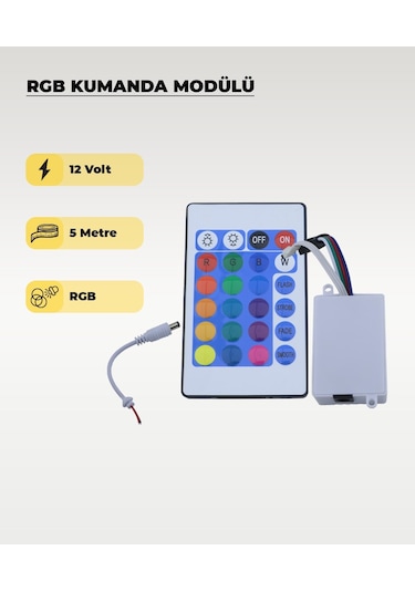 Şerit Led Rgb Kumanda Modülü - Renk Ve Mod Kontrolcüsü 1 Adet