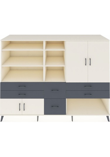 Kronos Dolap 10 Raflı 6 Çekmeceli 4 Kapaklı 220x59x163 Aytaşı-ayt Aytaşı-aytaşı/antrasit