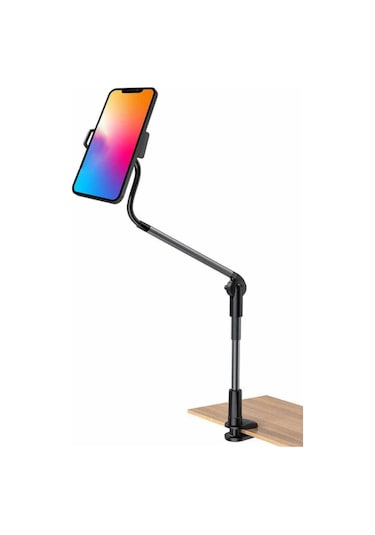Plentiful Flexible Esnek Masa Telefon Tutucu L365 Gri - Siyah