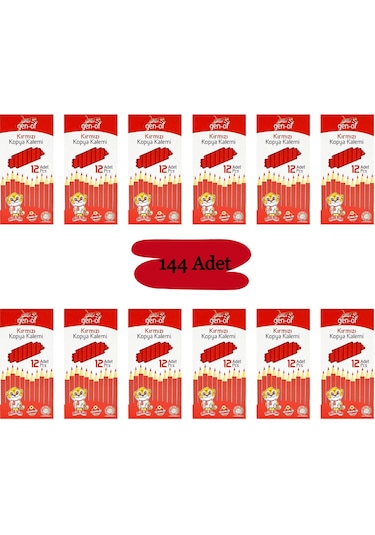 Gen-of Yuvarlak Kırmızı Kopya Kalemi 144 Adet