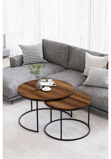 Paris Orta Sehpa 2'li Siyah Metal - Barok Tabla