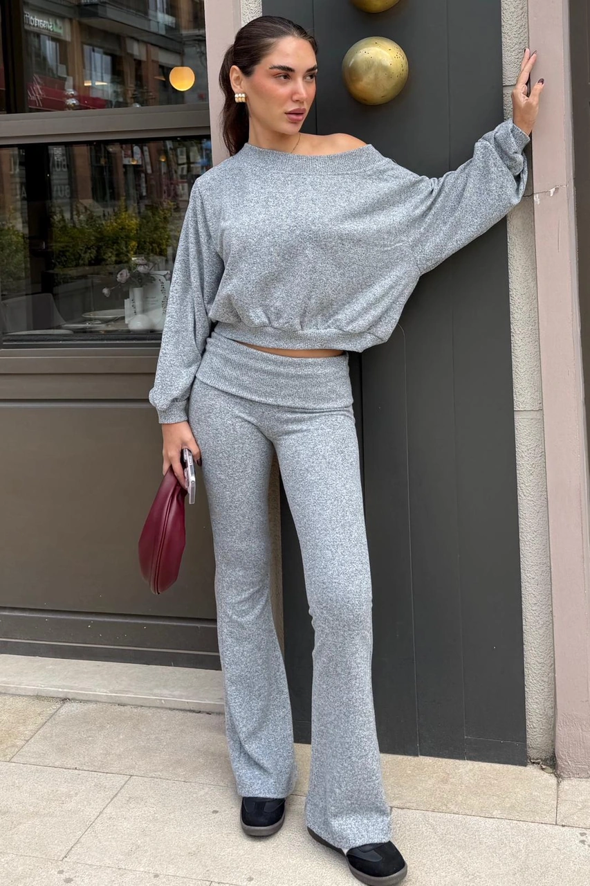 Gri Bluz Pantolon İkili Takım Mg2289 Gri