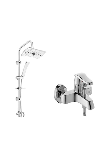 Vilas Denver Yağmurlama Duş Seti + Elmas Banyo Bataryası Set 2'li Krom