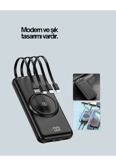 22.5w Hızlı + 15w Kablosuz Şarj - Akıllı Powerbank İle Her An Enerji Çoklu