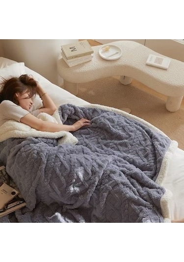 Agoodshop Kalın Kış Battaniye - Şekerleme Taff Pazen Düz Renk Kaplı Battaniye - Yurt Dışı Sezonluk Kullanım 36 Derece Üstü