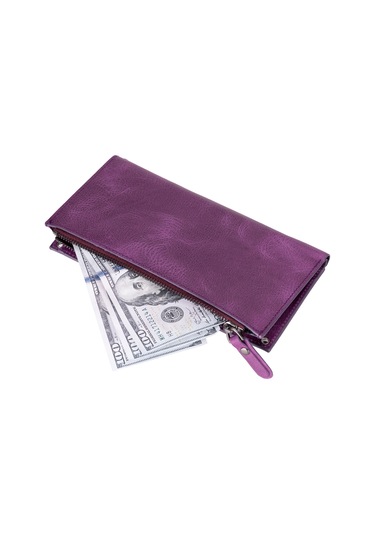 Bloominbag Lozan Strap Mulberry Velvet Gerçek Deri Çapraz Askılı Cüzdan Çanta Mor