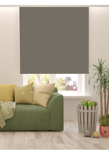 Br Perle Home Koyu Gri Rengi Düz Mekanize Stor Perde Yüksek Kalite Metropol Serisi Koyu Gri