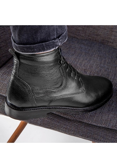 Rico Hakiki Deri Bağcıklı Kauçuk Taban Erkek Bot, Bağcıklı Bot